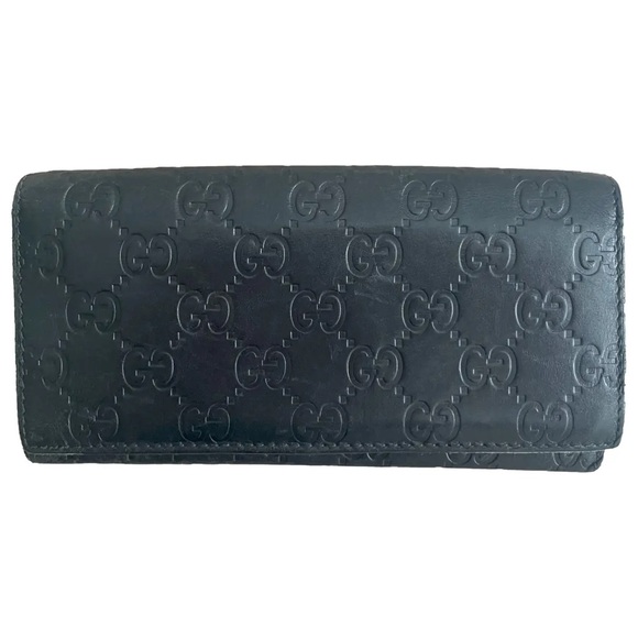 Authentic Gucci Black Leather GG Webbing Wallet - Picture 1 of 1
